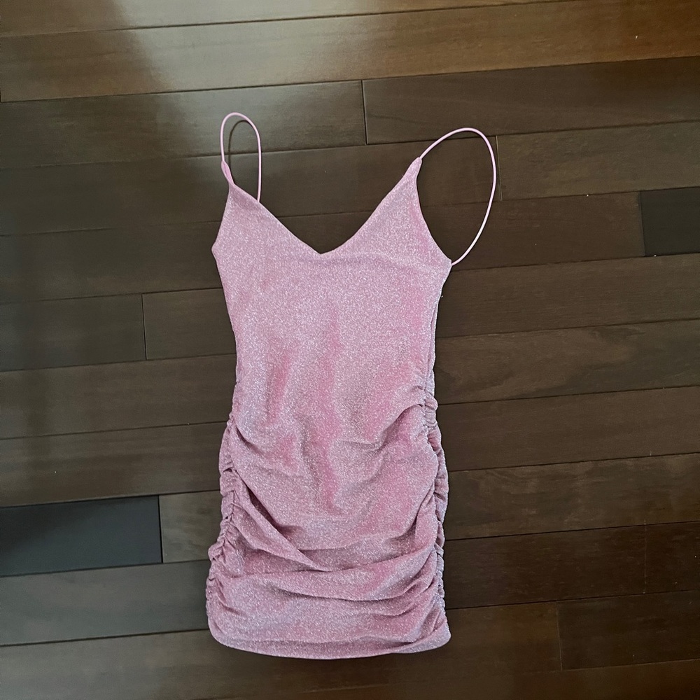 SHOWPO Pink Sparkly Mini Dress